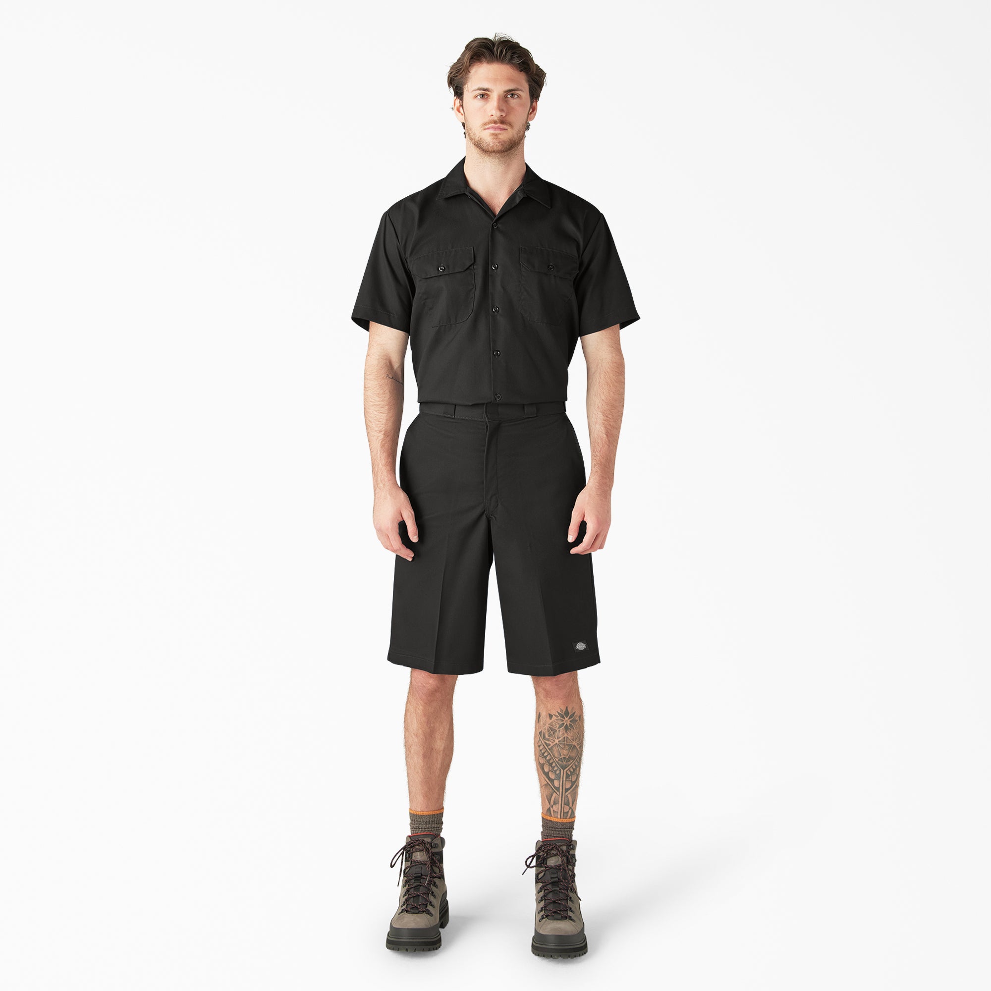 Loose Fit Flat Front Work Shorts. 13