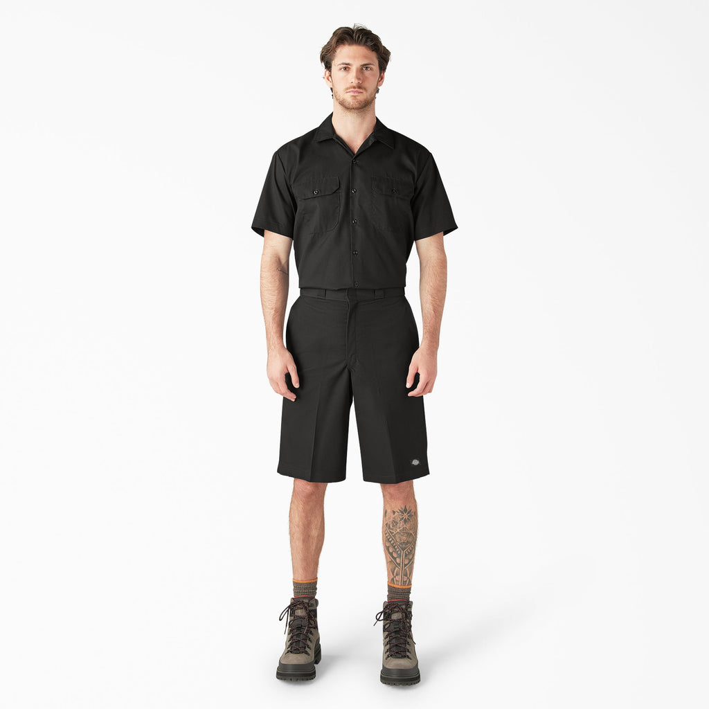 Loose Fit Flat Front Work Shorts. 13