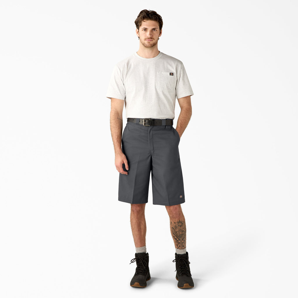 Loose Fit Flat Front Work Shorts. 13