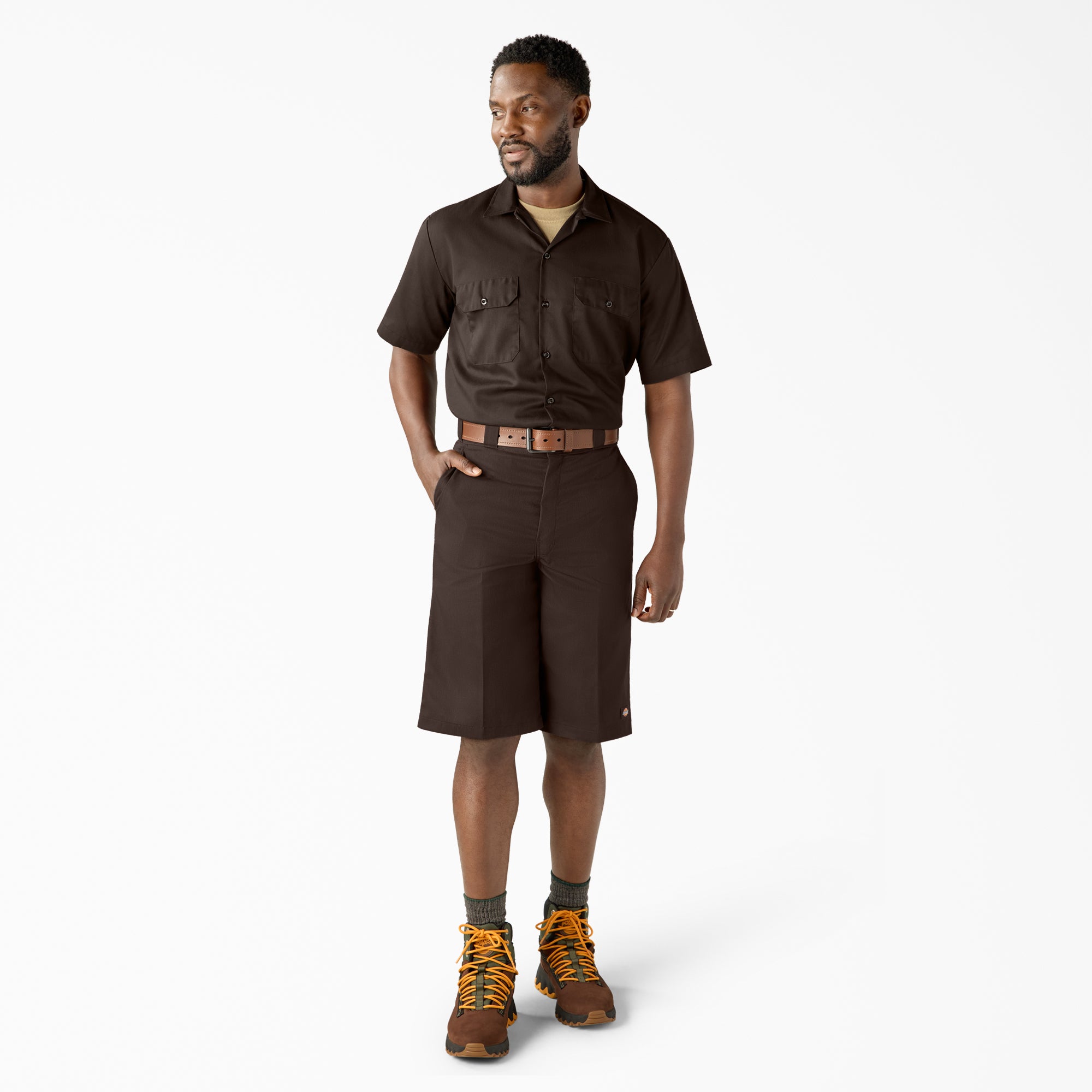 Loose Fit Flat Front Work Shorts. 13