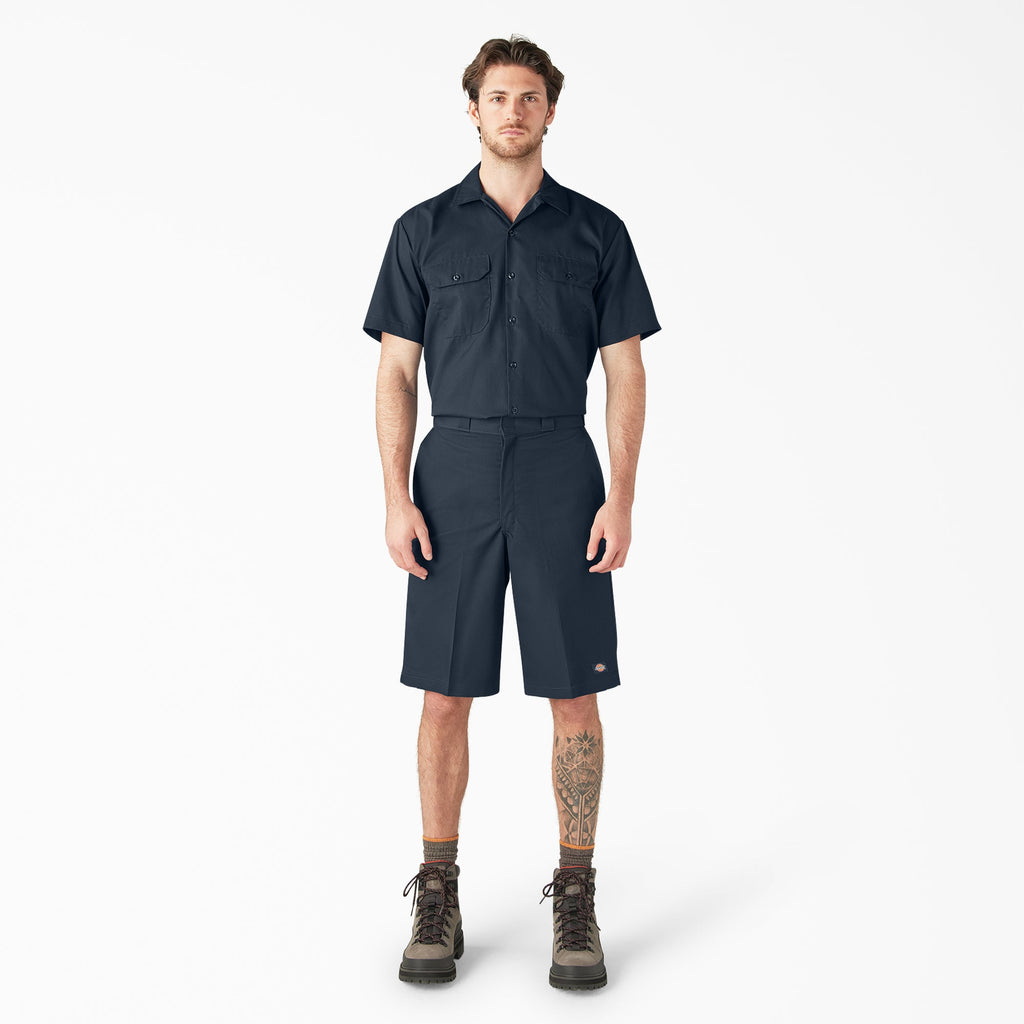 Loose Fit Flat Front Work Shorts. 13