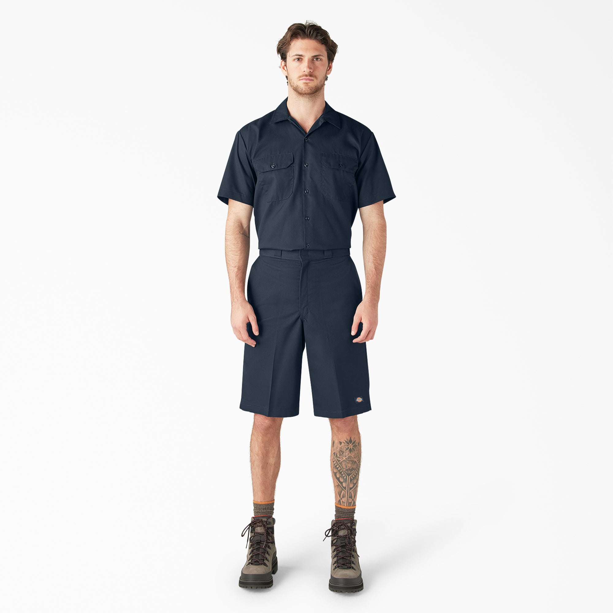 Loose Fit Flat Front Work Shorts. 13