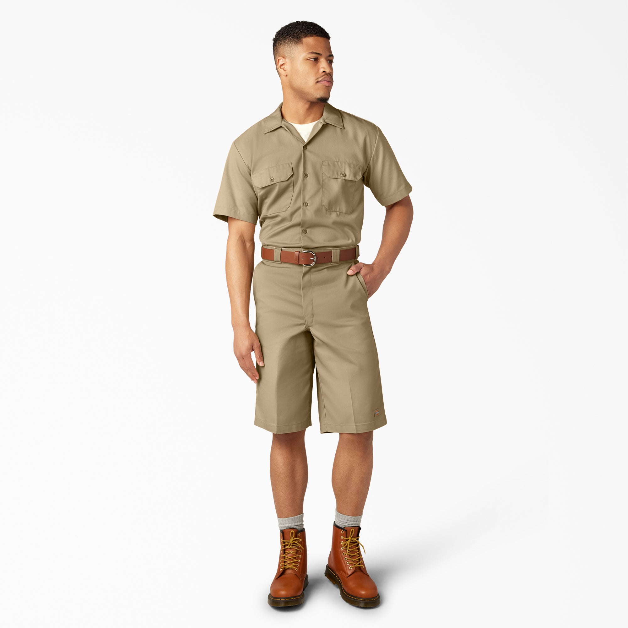 Loose Fit Flat Front Work Shorts. 13