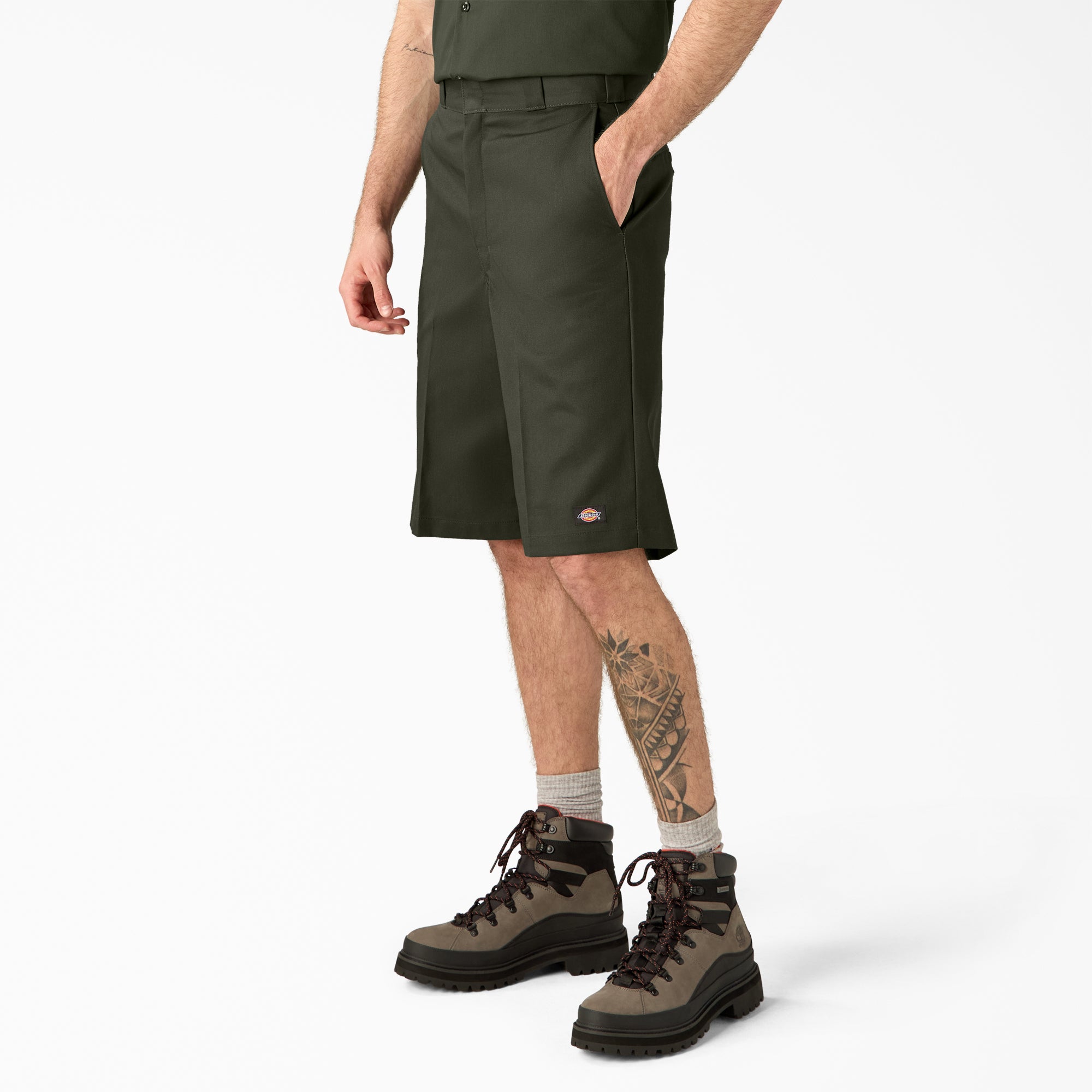 Loose Fit Flat Front Work Shorts. 13