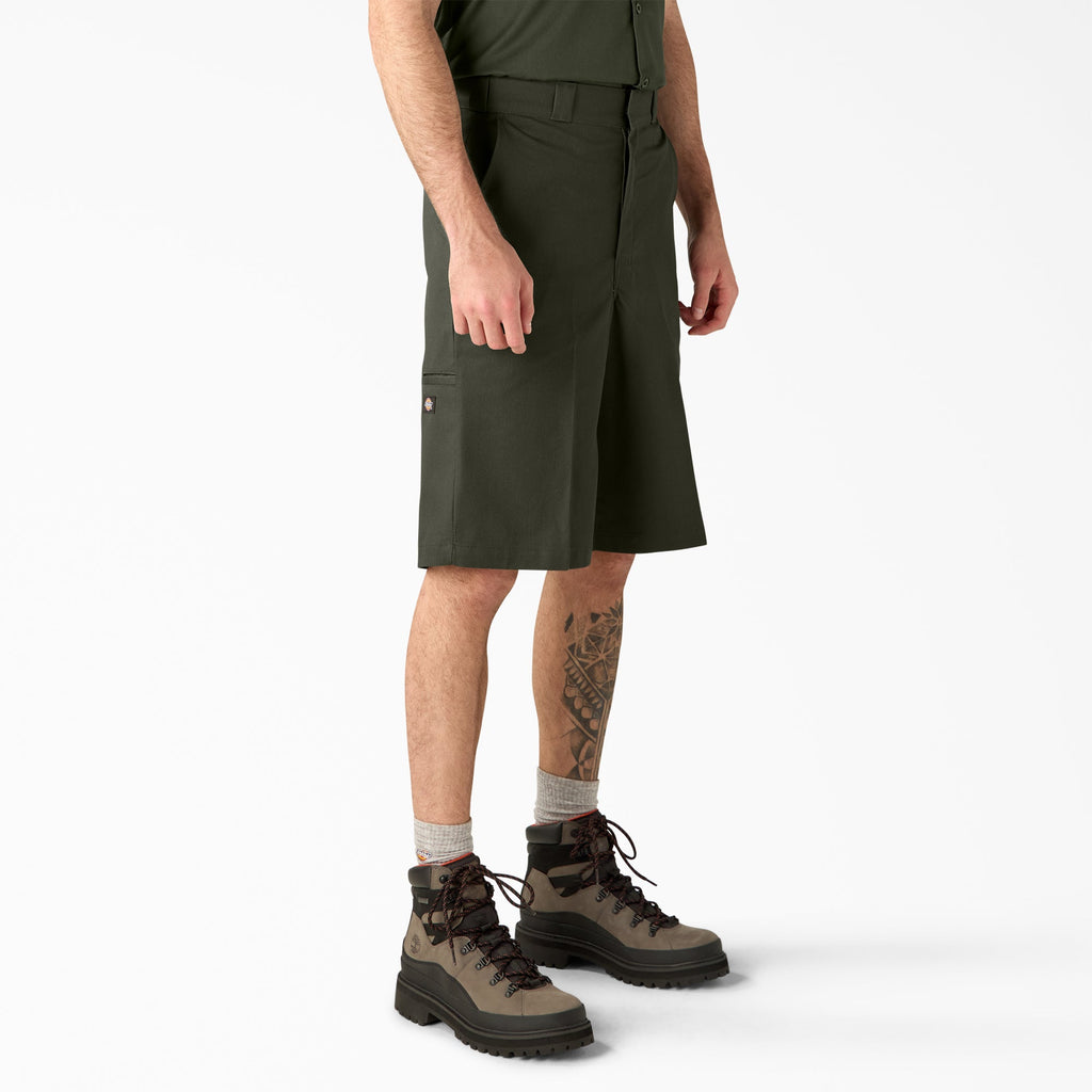 Loose Fit Flat Front Work Shorts. 13