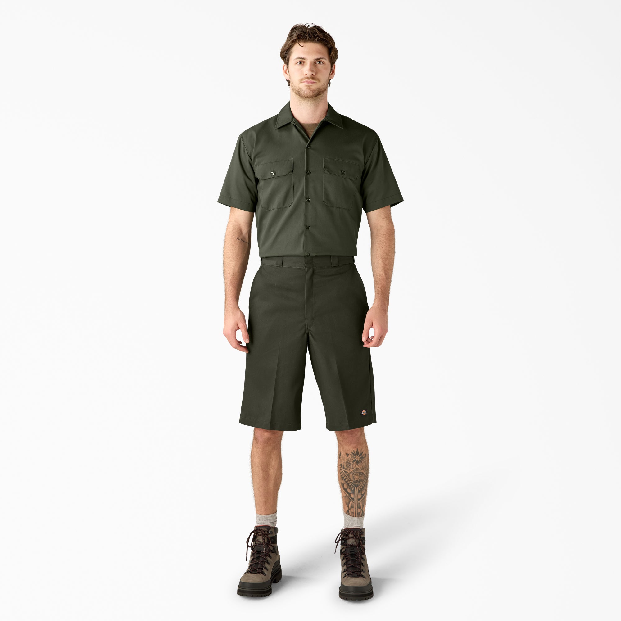 Loose Fit Flat Front Work Shorts. 13